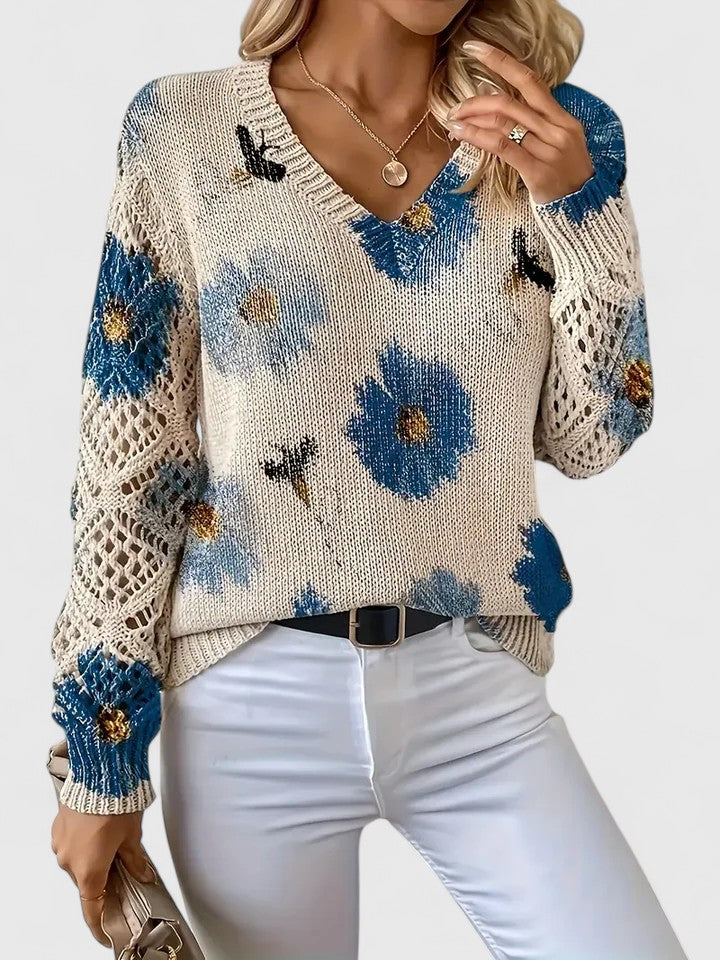 Elegant Floral Knit Sweater