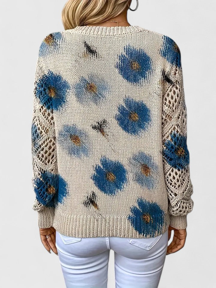 Elegant Floral Knit Sweater