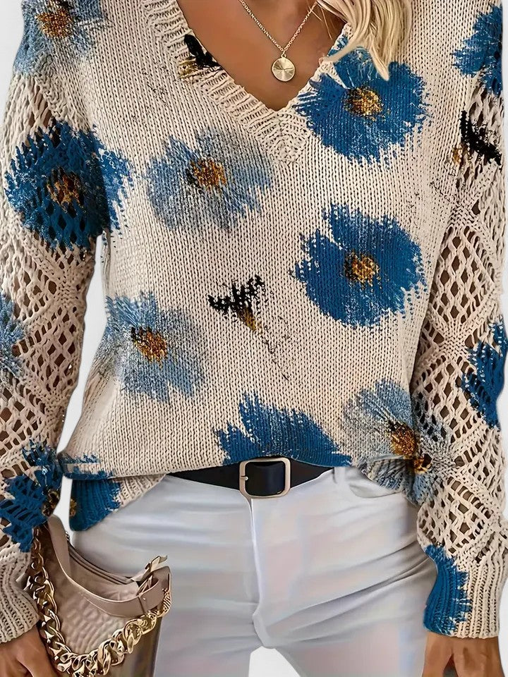 Elegant Floral Knit Sweater